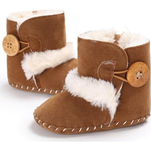 Baby Antiskid shoe Winter Boots Baby Girl Boys Winter Warm Shoes Solid Fashion Toddler Fuzzy First Walkers Kid Shoes 0-18M