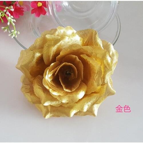 10cm Gold Rose Flower Head Artificial Flowers for Wedding Party Decoration Craft Fake Flower DIY Garland Accessories 1 Piece/lot