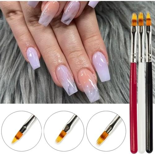 1pcs Ombre Nail Brush Pen Gradient Drawing DIY Nail Art Painting Brush Wooden Handle Nylon Hair Black White Manicure Tools NL285