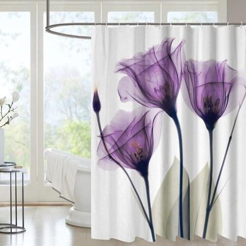 Beautiful Flower Shower Curtains Bathroom Decorate Curtain Fabric Waterproof Polyester Bath Cortina Ducha With Hooks