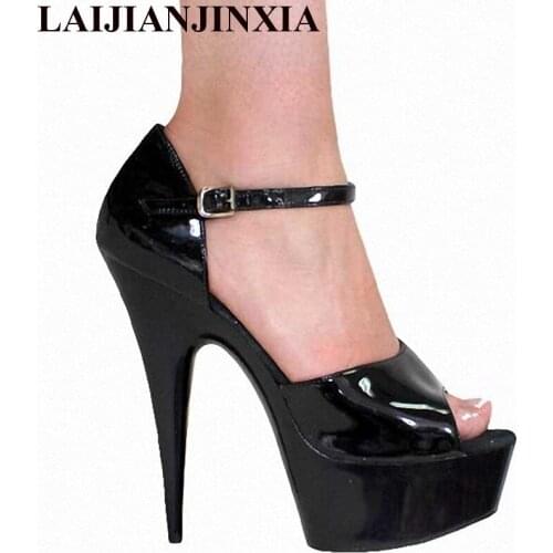 LAIJIANJINXIA 15cm beautiful wedding shoes cover heel sexy shoes 6 inch fashion women motorcycle sandals pole dancing shoes