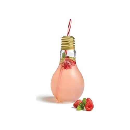 Creative Drink Juice Mug Milk Tea Cup the Light Bulb Shaped Glass Cup with lid