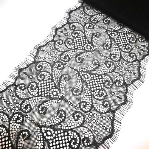 3 meter/lot 20cm Wide Black White Lace Fabric trim Wedding Decoration Sewing Applique Eyelashes Lace Ribbon