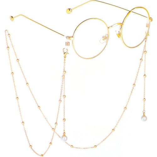 Imitation Pearls Metal Ball Eyeglasses Lanyard Strap Necklace Sunglasses Handmake Glasses Chain For Party Gifts