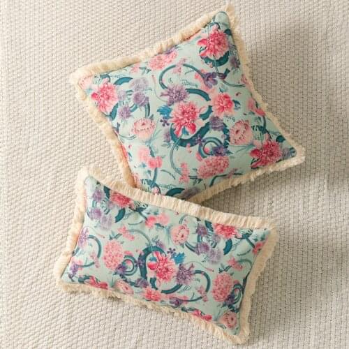 Flower Cushion Cover Dandelion Peony Leaf Pillowcase 45x45cm/30x50cm Tassel Home Decoration Living Room Bedroom Throw Pillows