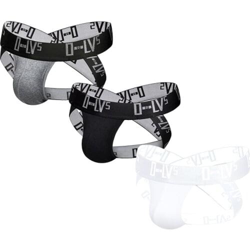 3 PCS/LOT Cross Strap Men Underwear Sexy Men Briefs Cotton Low Waist Underpants Breathable U Convex For Gay Fashion 3 Color