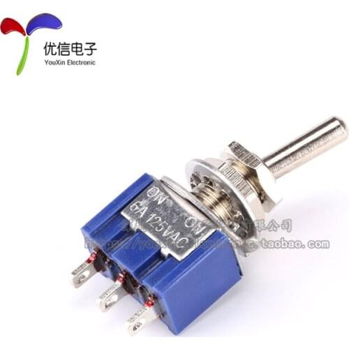 Single power supply small rocker switch shake head toggle switch MTS 102 button switch 2 file 3 feet hole 6mm