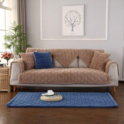 Plush Sofa Cushion Couch Cover Non-slip Sofa Covers For Living Room Slipcovers Solid Color Elastic Mat Seats 1-3 Protect Sofas