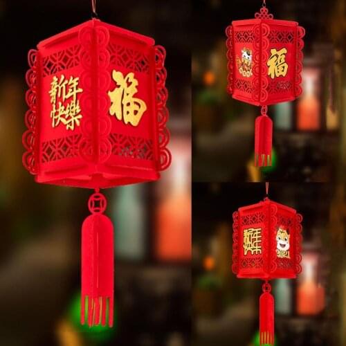 Chinese Style Hanging Self-Assembled Felt Lantern Pendant New Year Home Decoration Spring Festival Decor Supplies
