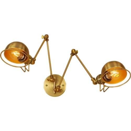 Industrial Vintage LED Wall Lamp Iron Long Arm Adjust Wall Lights Loft Double Head Antique Lights Wall Sconces Indoor Lighting