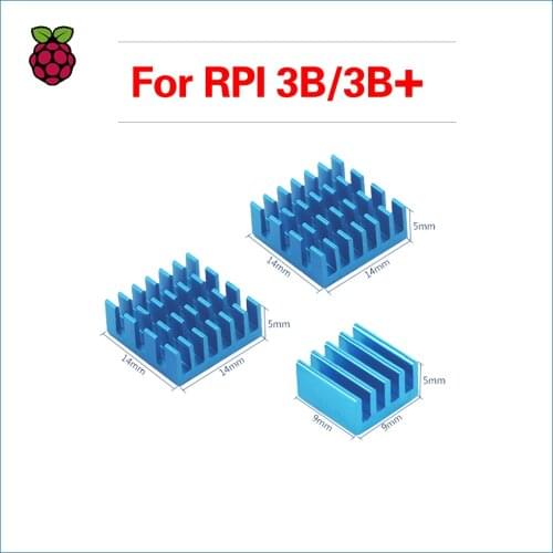 S ROBOT Raspberry Pi 3 Heat Sink Blue Aluminum Heatsink Cooler Radiator Cooling Set RPI140