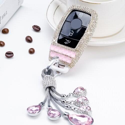Diamond Crystal Car Key Cover Case For Mercedes Benz E Class E300 W202 W210 W213 2017 2018 Protector Shell Keychain Accessories