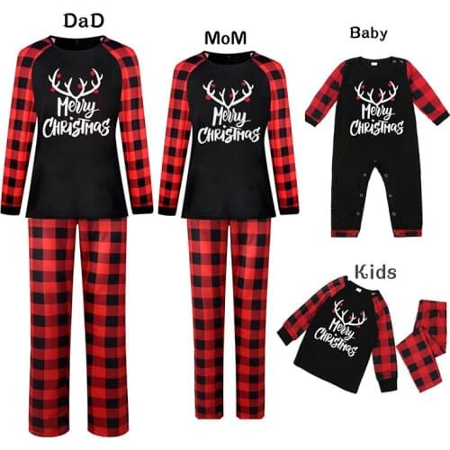 Christmas Family Matching Clothes Pajamas Set Letters Clothes Mother Daughter Father Son Baby Romper Matching Christmas Outfits