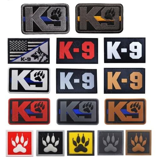Thin Blue Line K9 PVC Service Dog Rescue Embroidery Patch Military Tactical Patches Emblem Embroidered Badges
