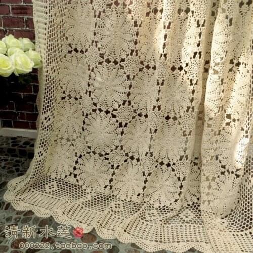 Handmade crochet crochet bed cover European style Chinese retro cotton lace openwork woven curtain white