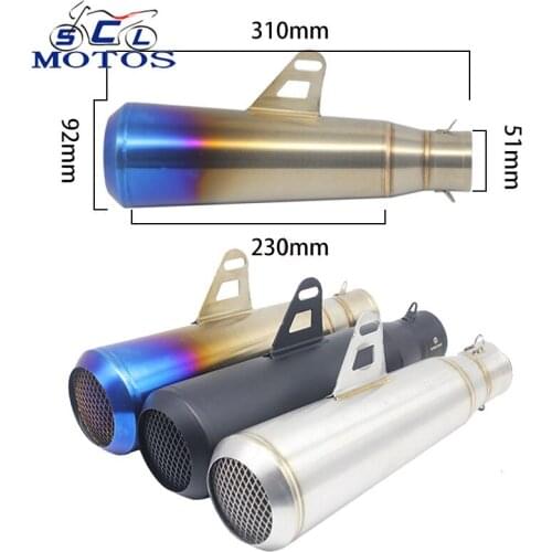Sclmotos- 51mm Stainless Steel Motorcycle Dirt Pit Bike Exhaust Pipe Muffler Slip On for Honda for Yamaha for KTM DUKE EXC250