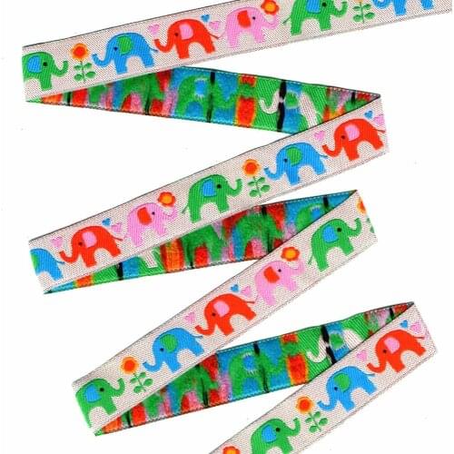 ZERZEEMOOY 5/8 inch 16mm 10 Yard/Rolls Colorful Elephants And Flowers Cartoon Jacquard Ribbon