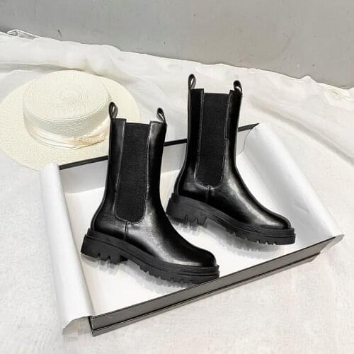 Autumn/Winter 2020 New womens shoes middle cylinder thick sole Chelsea thin summer chimney boot British Style Martin Boot girl