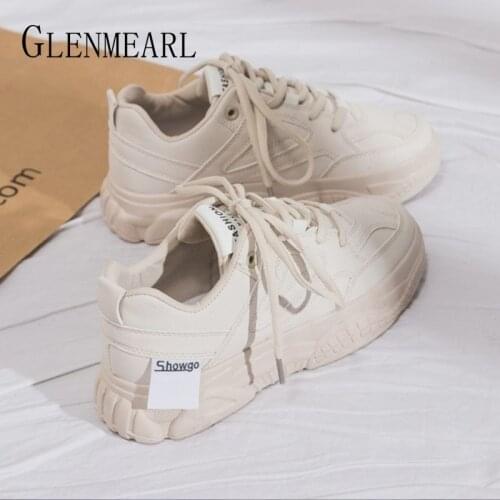 Sneakers Vulcanize Shoes 2021 New Women Chunky Flats White Platform Thick Sole Running Breathable Casual Shoe Woman
