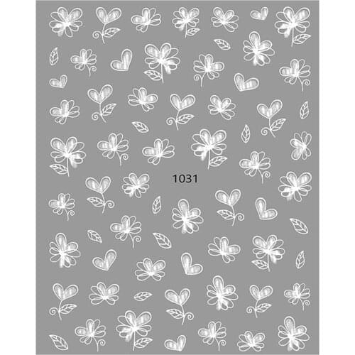 1 Piece White Elegant Nails Stickers Nail Art Decorations Translucent Flower Decals Thin Slider Manicure Accessories