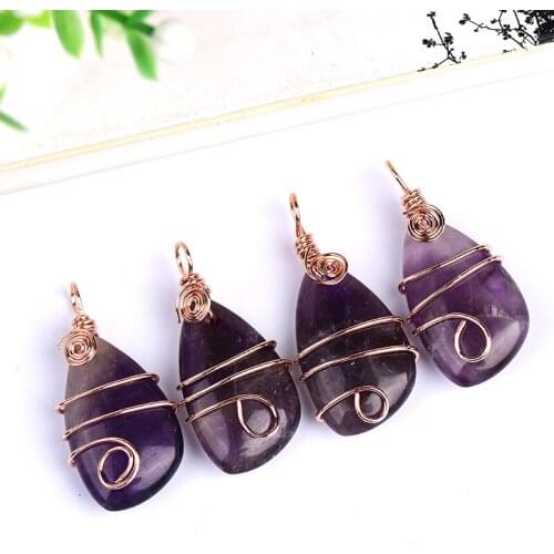 1PC Hot Sale Natural Crystal Necklaces Pendants Fashion Stone Drop Shape Colorfull Crystal Pendant Necklace For Women Jewelry