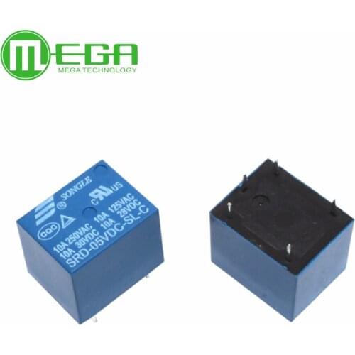 10pcs 5V DC SONGLE Power Relay SRD-05VDC-SL-C PCB Type Automation Kits
