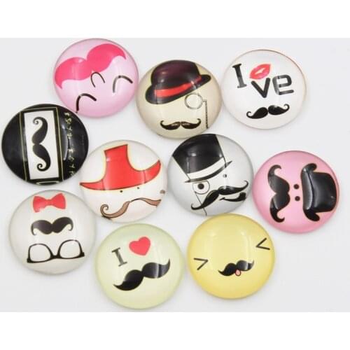 New Fashion 10pcs 25mm Mixed I Love Beard Handmade Cabochons Glass DIY Embellishment For Crafts Jewelry Making