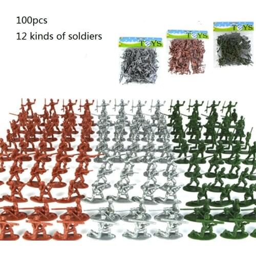 100pcs Mini Soldier Model Military battle war scene Corps Men Figures Playset Kit Gift Toy For Kids Boys& army fans 12 types
