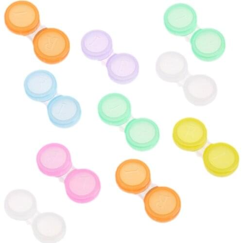 10x Sets of Contact Lens Cases Holders Storage Soaking Box Travel Solution L+R