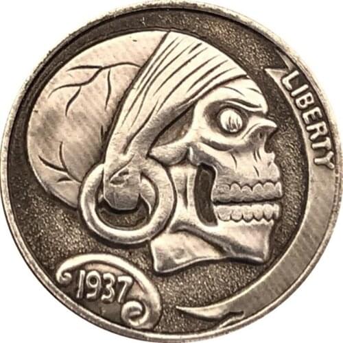 1937 Skull Liberty AB Souvenir Coins Collectibles 3D Antique Metal Commemorative Morgan Hobo Coin Copy Home Decor New Year Gifts