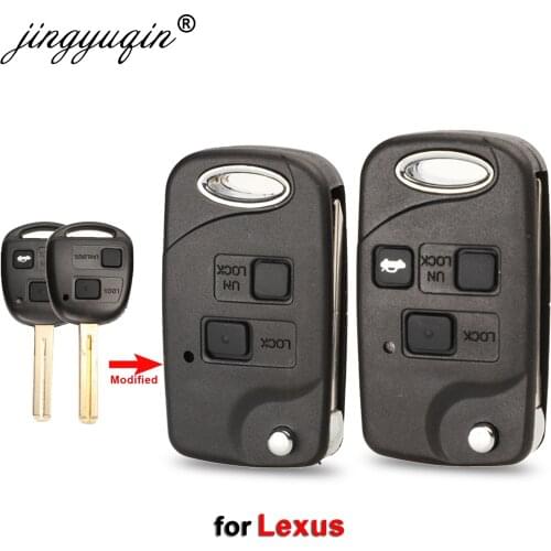 2/3 Buttons Modified Flip Remote Key Shell for Lexus RX300 LS400 LS430 ES330 SC430 IS300 LX470 RX330 RX350 GS300 + Button Pad
