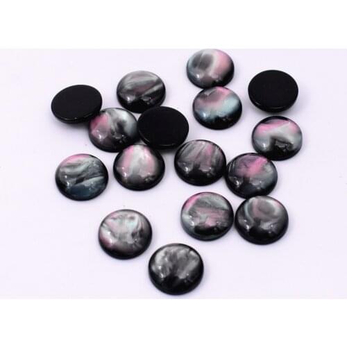 30pcs/lot 12mm New Fashion Black Dream Colors Flat Back Resin Cabochons Cameo Jewelry Accessories Supplies