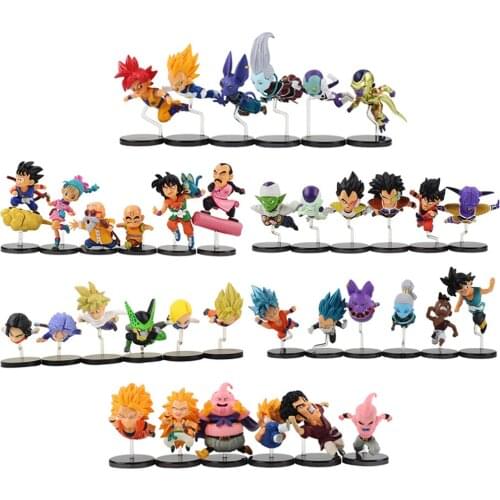 5-10cm 6pcs/Lot Dragon Ball Z Piccolo Super Saiyan Trunks Son Goku Majin Buu Cell Kuririn Frieza PVC Figure Toys Model Doll
