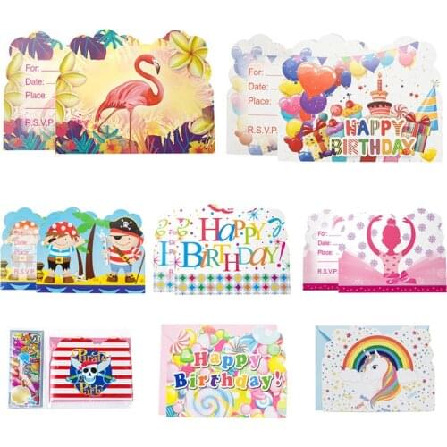 6Pcs/set Birthday Cards Paper Invitation Cards Handmade Wedding Party Supplies Postcard Laser Cut Greeting Card With Envelope