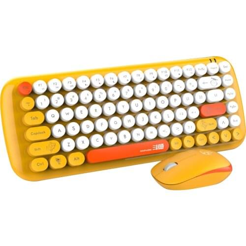 2.4G Laptop Office Household Wireless Game Keyboard And Mouse Combos With Round Keycap - Orange