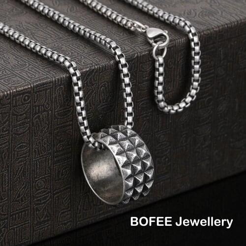 BOFEE Punk Pendant Necklace Chakra Colgantes 316L Stainless Steel Hip Hop Gothic Chain Jewelry Gift For Women Men Drop shipping