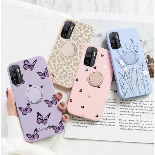 For OPPO A32 A53 Case Butterfly Magnetic Ring Holder Soft Silicone Back Cover For OPPO A 32 53 OPPOA32 OPPOA53 Protective Shell