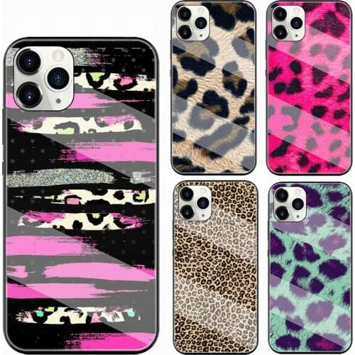 Leopard Series Tempered Glass phone Cover For iPhone 7 6 6S 8 Plus X xs xr 11 12 mini pro max se2020 case