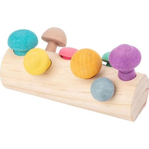 Kids Concentration Training Wooden Toy Smooth Surface Early Learning Safety Baby Mushroom Early Educational Toy for Kindergarten