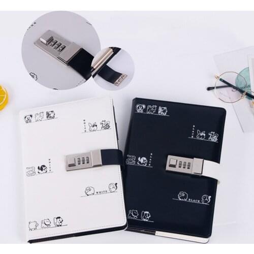 Personal Diary Notebook with Combination Lock, PU Leather Journal Diary with Pen Holder, A5 Lined 80g Thick Paper, 96 Sheets