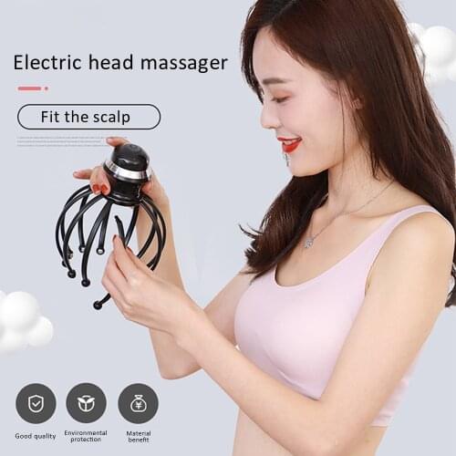 Electric Head Massager Octopus 12-Claw Claw Scalp Massager Stress Relief Therapeutic Head Scratcher Relax Massage Beauty Tool