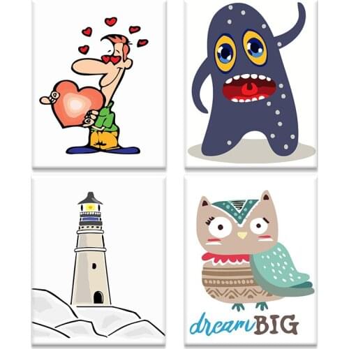 GATYZTORY Frame Painting By Numbers Kits For Kids Beginner Cartoon Picture Paints Diy HandPainted Drawing Kits Bedroom Decor