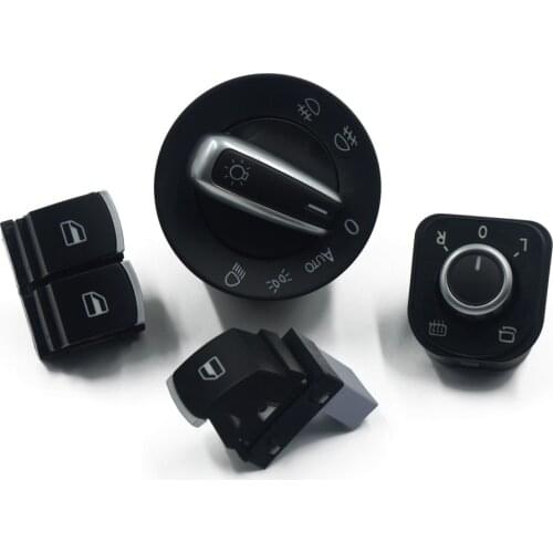 Chrome Headlight Mirror Window Switch Button For Volkswagen VW Passat B6 Eos Golf V 5 6 R32 GTI MK5 MK6 PASSAT 4PCS / SET