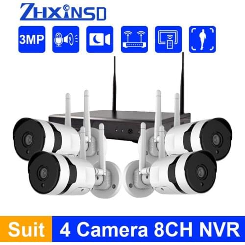 CCTV Video Kit 3MP Wireless Security Camera Kit 4CH NVR Night Vision Outdoor Wifi Surveillance Camera System