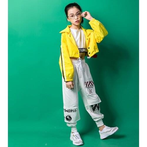 Fashion Loose Jacket Pants Suit Children Show Stage Competition Clothes Kids Boys Girls Jazz Drums Hip Hop Street Dance Costume
