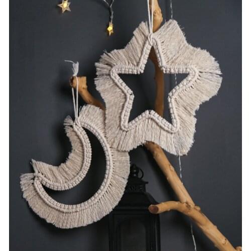 Nordic Style Pendant Star Moon Pattern Wall Hanging Creative Dorm Room Hand Knitting Decoration Christmas Ornaments