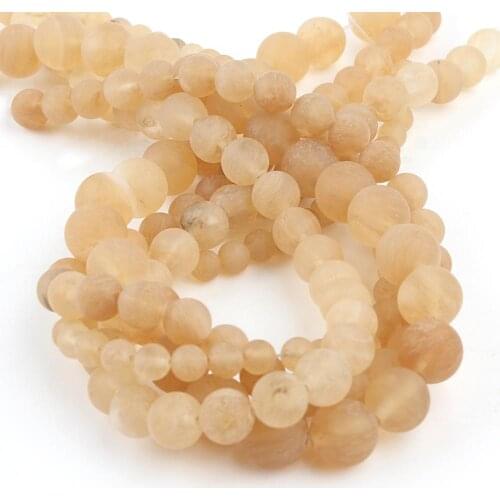 Matte Dull Polish Yellow Hair Citrines Quartz Crystal Loose Spacer Beads For Jewelry Making Diy Bracelet 6/8/10mm 15"Inches