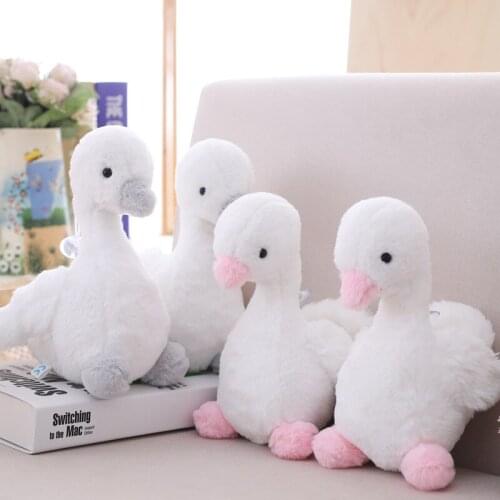 Cute Little Swan Doll White Small Goose Feather Toy Animals Plush Toys for Wedding Holiday Gifts