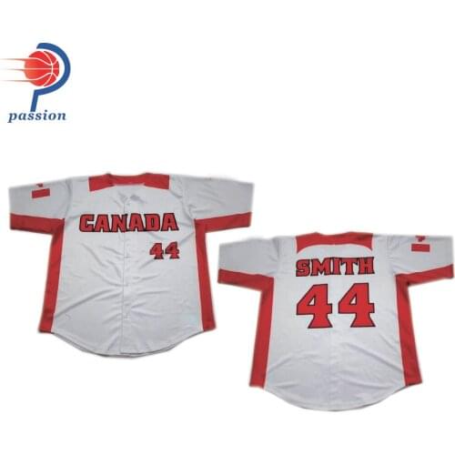 MOQ 5 pcs $27 Each Red White Stripes Adult Team Baseball Jerseys With Full Buttons