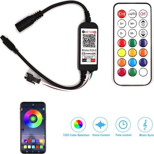 Mobile APP Bluetooh WIFI LED Controller for 5V 12V 24V Magic RGB LED Strip with Timer Voice Control USB DC Connector Dimmer